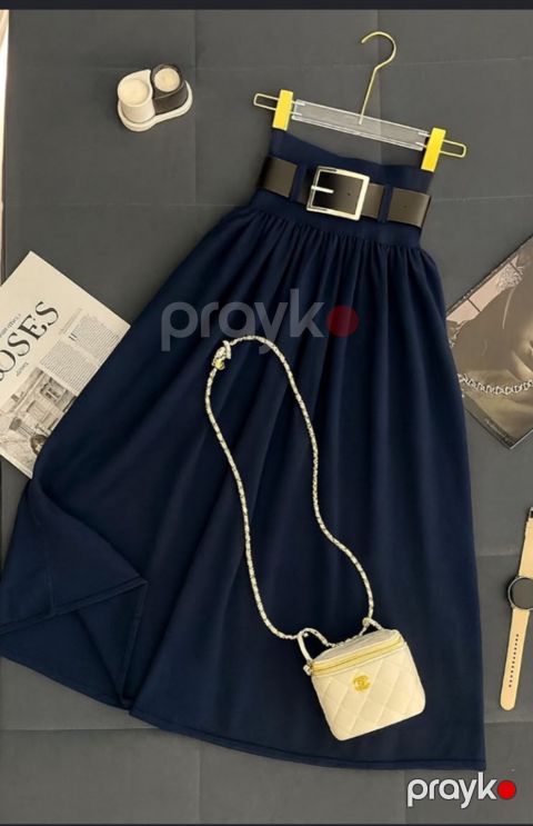Qadınlar üçün enli ətək, qara, trikotaj, ölçü One size — Bakı
