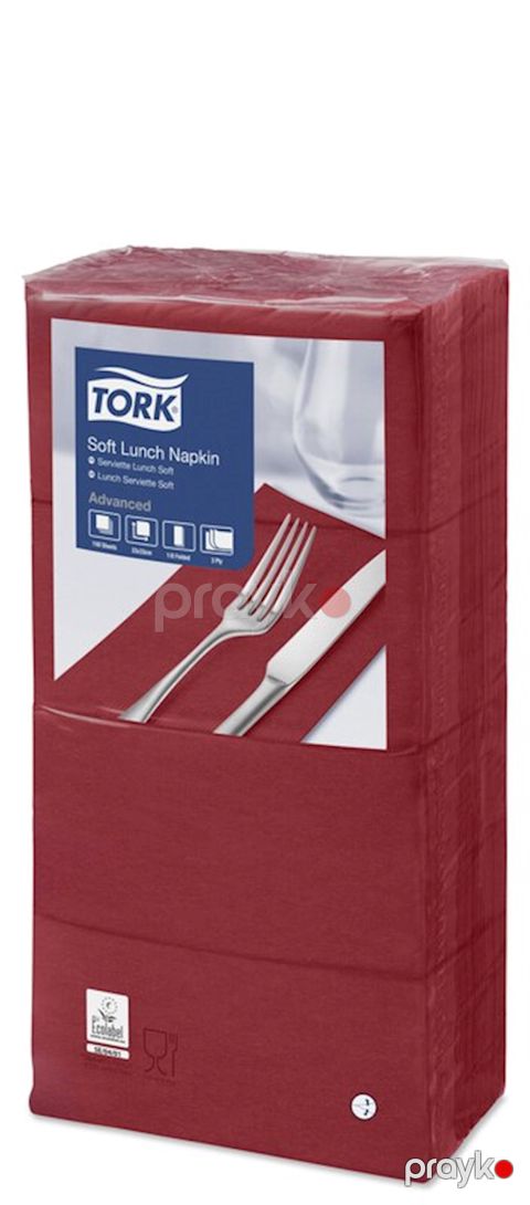 Süfrə üçün salfetlər Tork Soft Lunch Napkin 8F, 33х33 sm, 150 əd, qırmızı — Bakı