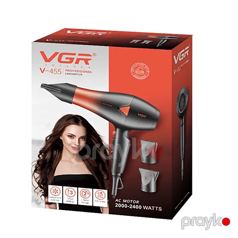 VGR V-455 Professional Saç Qurutma Feni – 2400W, 2 Sürət, 3 Temperatur Rejimi — Fən, Bakı (6)