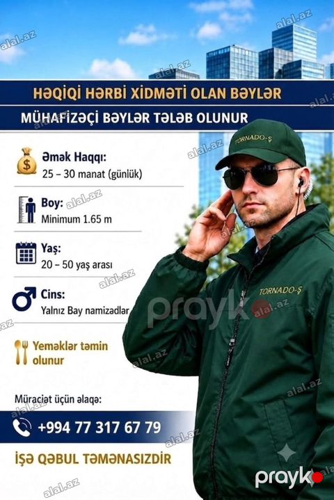 Mühafizəçi vakansiyası – yalnız həqiqi hərbi xidməti olan bəylər — Bakı