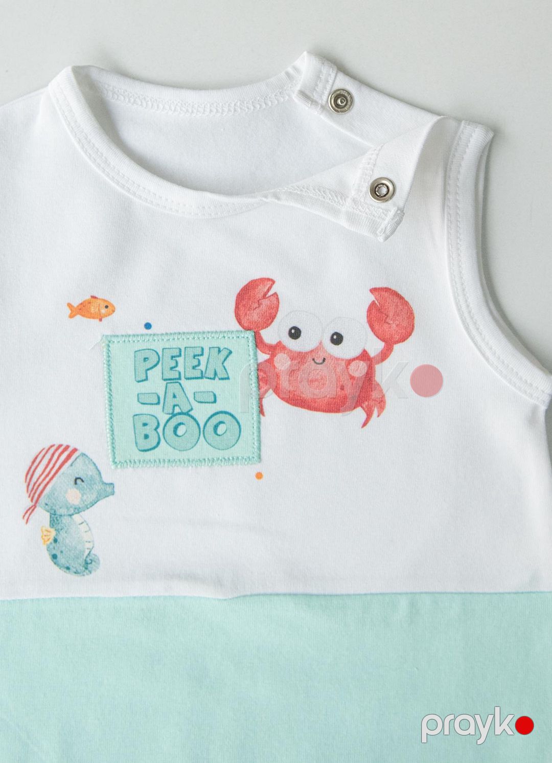 Oğlanlar üçün şortlu kombinezon Kitikate Organic Peek A Boo, ağ, pambıq, ölçü 1-3 ay — Mallar, Bakı (2)