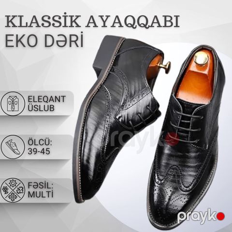 Kişilər üçün brog EB_1354, qara, eko dəri, ölçü 41 — Bakı