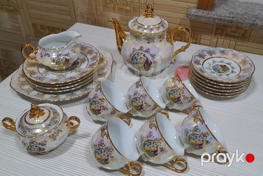 Çay dəsti, Farfor, 6 nəfərlik, Çexiya — Süfrə qabı, Bakı (2)