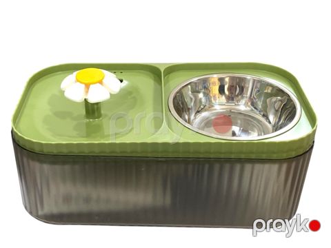 İtlər və pişiklər üçün yem təknəsi K-522-1-375, metal/plastik, yaşıl — Bakı