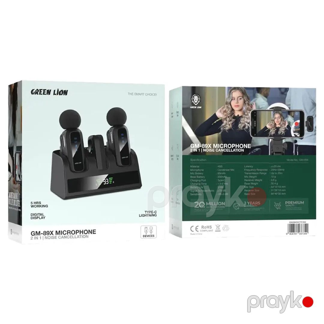 Green Lion GM-89X 2-In-1 Wireless Microphone — Səs texnikası, Bakı (2)