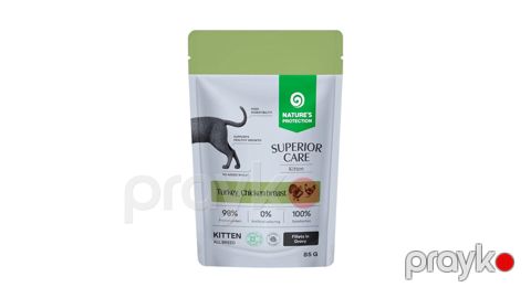 Natures Protectıon Superıor Care Kitten Grain Free Junior All Breed Cats with Turkey and Chicken Breast, grain free wet pet food with turkey and chicken breast for kittens of all breeds 85 g — Bakı