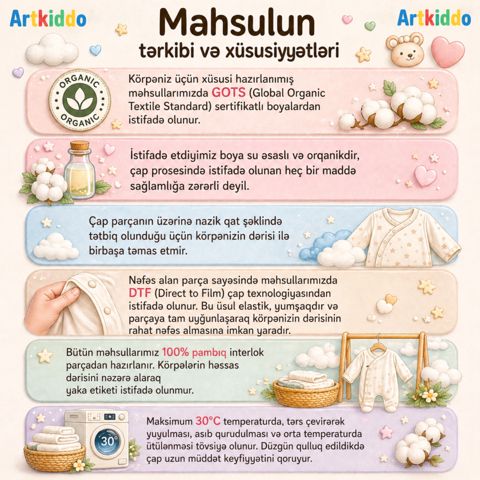 Bodi Əmim üçün, ağ, pambıq, ölçü 9-12 ay — Bakı