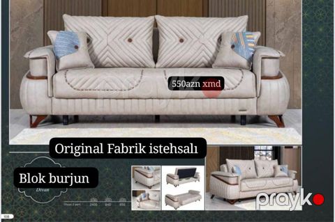 Model: “Blok Burjun” 3 nəfərlik divan - Original fabrik istehsalı — Bakı