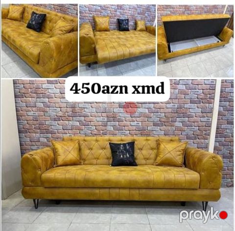 Xardal rəngli çevrilə bilən divan - Rahat 3 nəfərlik oturacaq