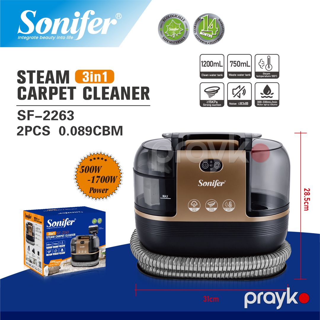 Sonifer SF-2263 — 1700W Güclü 3-ü 1-də Buxarlı Xalça Təmizləyicisi — Tozsoran, Bakı (4)