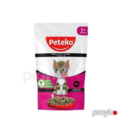 Nəm yem yetkin pişiklər üçün Peteko mal əti ilə, 85 q — Bakı