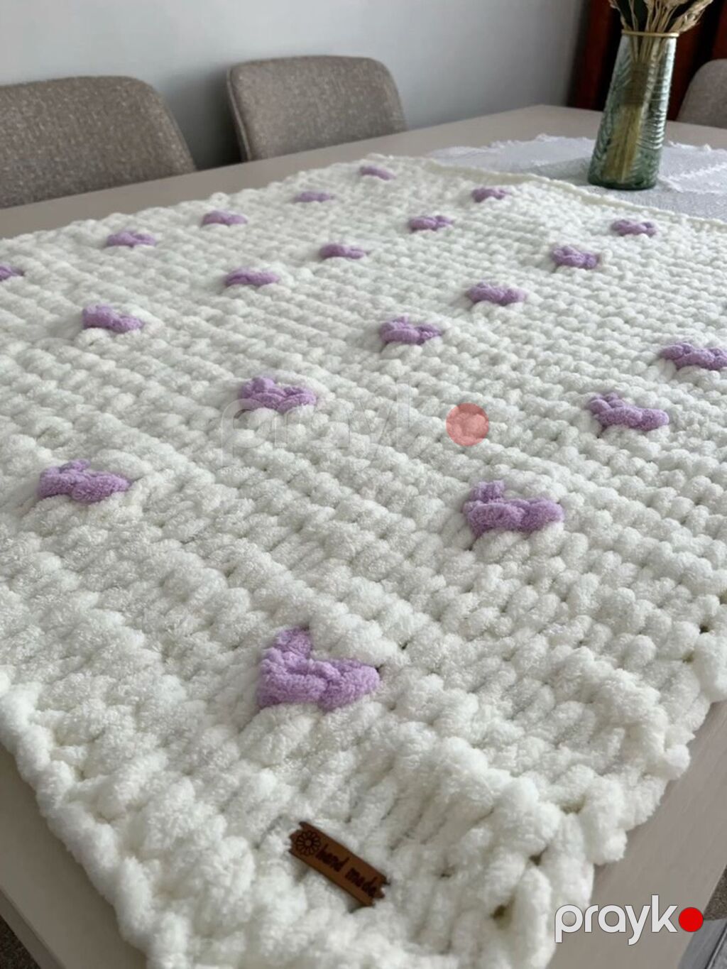 Əl toxuması qalın iplikdən plaşet/pled - Material: yumşaq — Örtüklər və çarşavlar, Bakı (7)