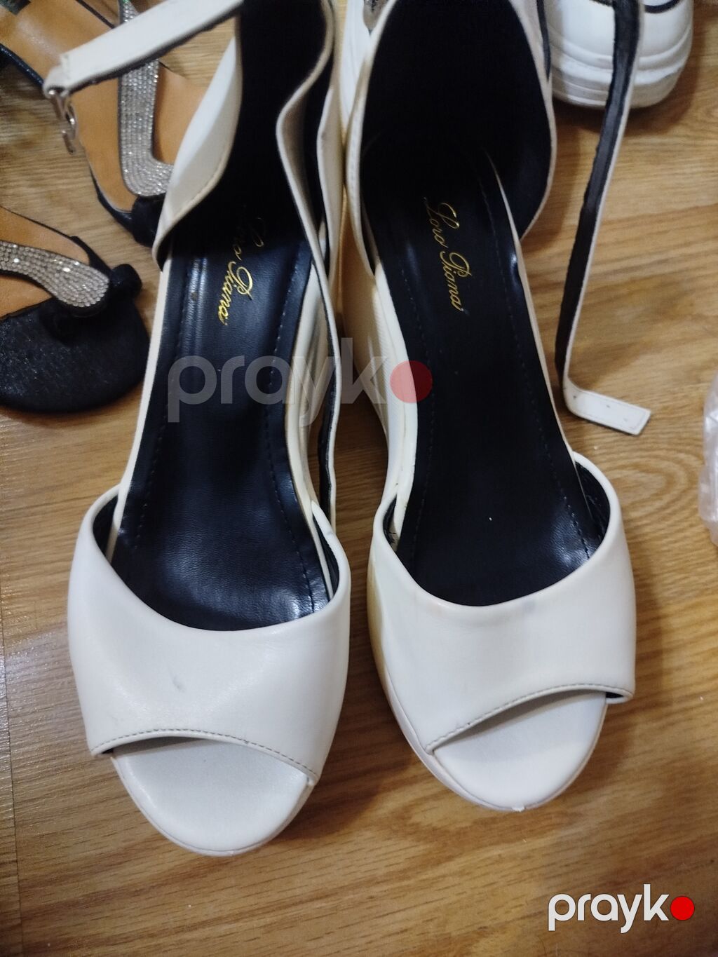 Qadın platformalı sandal (38 razmeri) - Rəng: ağ (daxili hissə qara) — Sandal, Bakı (2)
