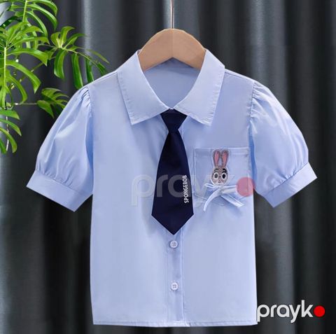 Qızlar üçün qısaqol köynək MK-15, pambıq, mavi, ölçü 7-8 yaş — Bakı