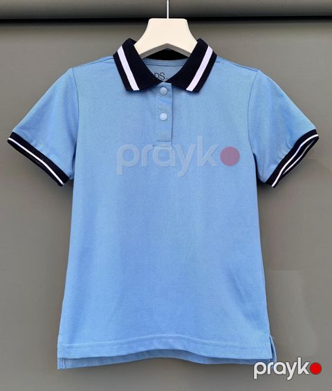 Uniseks məktəbli qısaqol polo 64040Zs, mavi, pambıq/viskoz, ölçü 7 yaş — Bakı