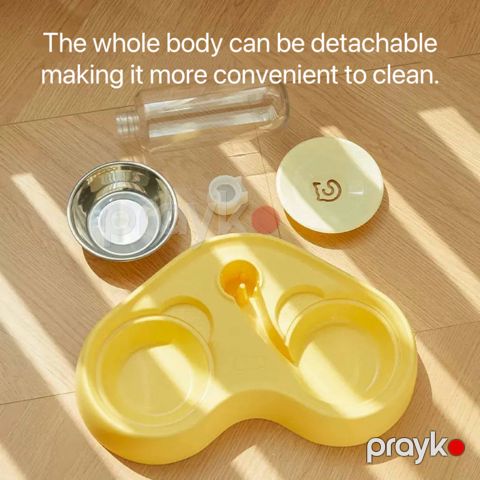Pişiklər və itlər üçün yem təknəsi və su təknəsi, plastik, sarı, 15х26 sm — Bakı