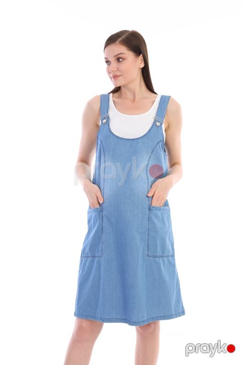 Hamilə qadınlar üçün sarafan Dessen des_3814, göy, pambıq/elastan, ölçü 40 — Bakı