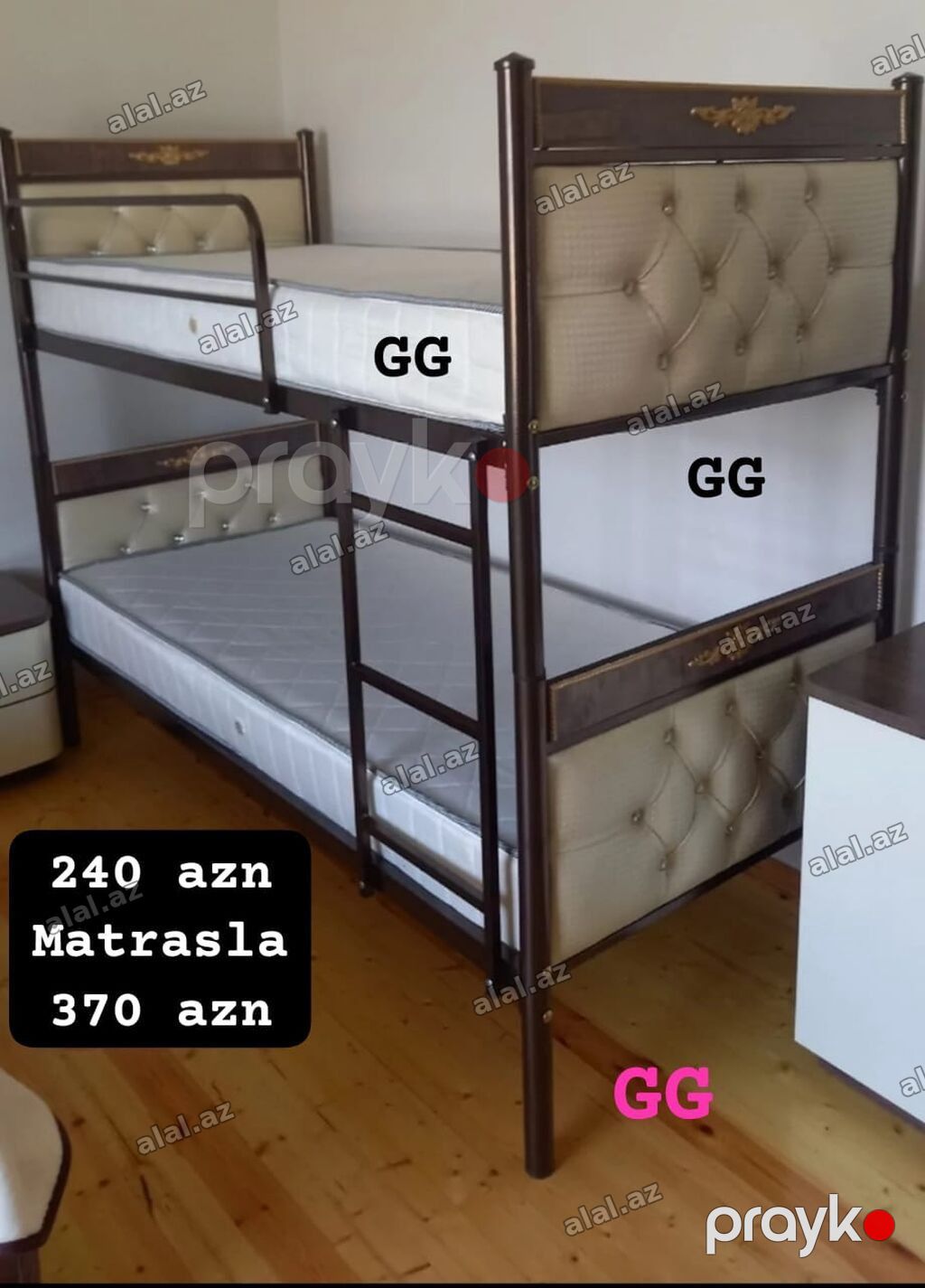 İkimərtəbəli tələbə çarpayısı - Material: möhkəm metal karkas, yumşaq — Mebel, Sumqayıt (2)