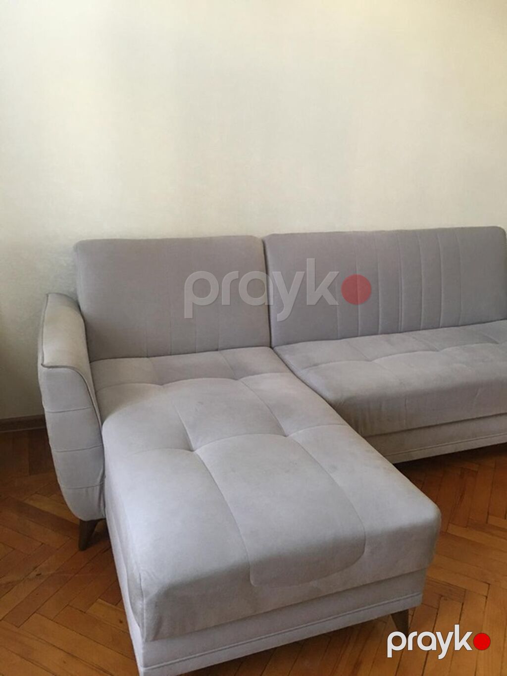 Boz rəngli L formalı künc divan - Müasir minimal dizayn: düz xətlər — Divanlər, Bakı (2)