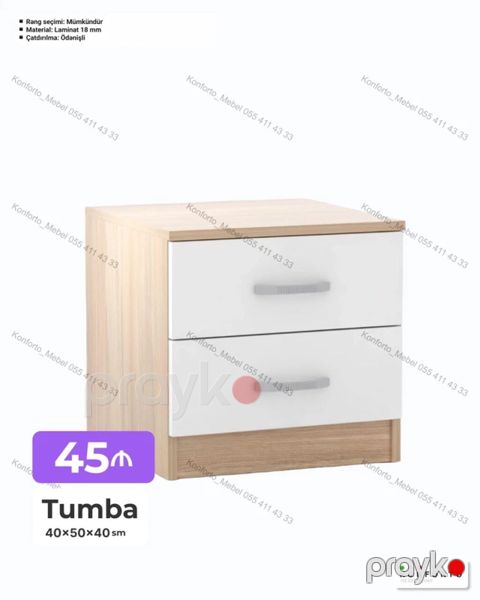 Tumba – 2 çekmecəli - Ölçü: 40×50×40 sm - Material: 18 mm laminat — Bakı