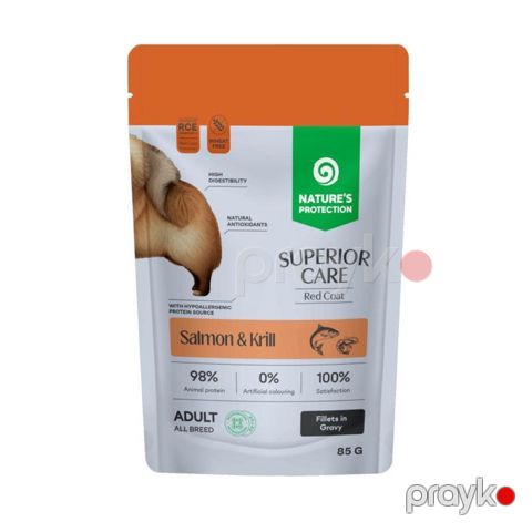 İtlər üçün nəm yem Nature's Protection Superior Care Red Coat Salmon & Krill 85 q — Bakı