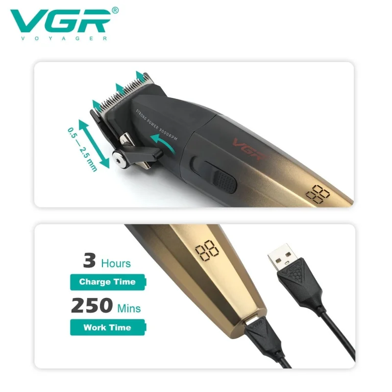 Saç kəsimi üçün cihaz VGR V-003 Black/Gold — Usturalar, trimmerler və epilyatorlar, Bakı (4)