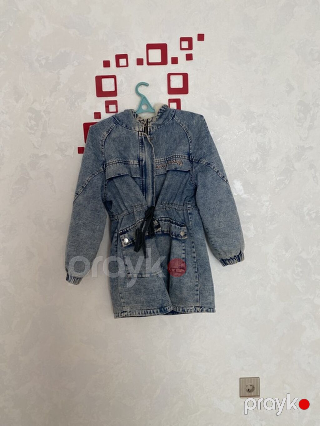 Uşaq üçün cins parkа gödəkçə - Material: açıq rəng yuyulmuş cins — Uşaq geyimi, Digah (2)
