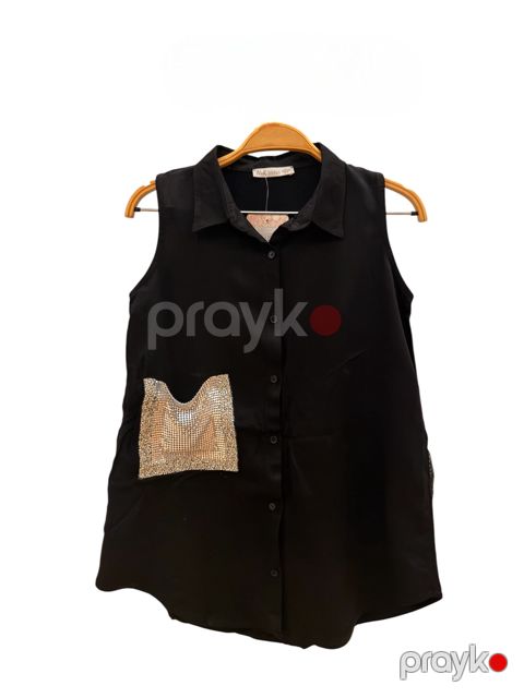 Qızlar üçün qolsuz bluz F-09, qara, viskoz, ölçü 8 yaş — Bakı