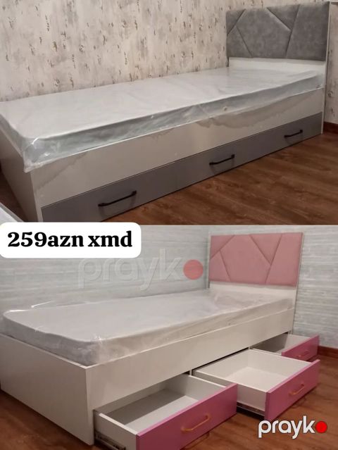 Tək nəfərlik uşaq/yeniyetmə çarpayısı – alt hissədə 3 geniş çekmece