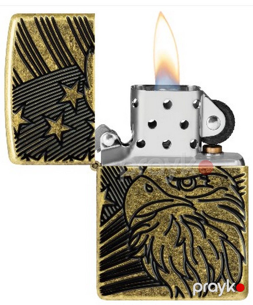 Alışqan Zippo Armor Antique Brass Eagle and Flag Design — Mallar, Bakı (3)