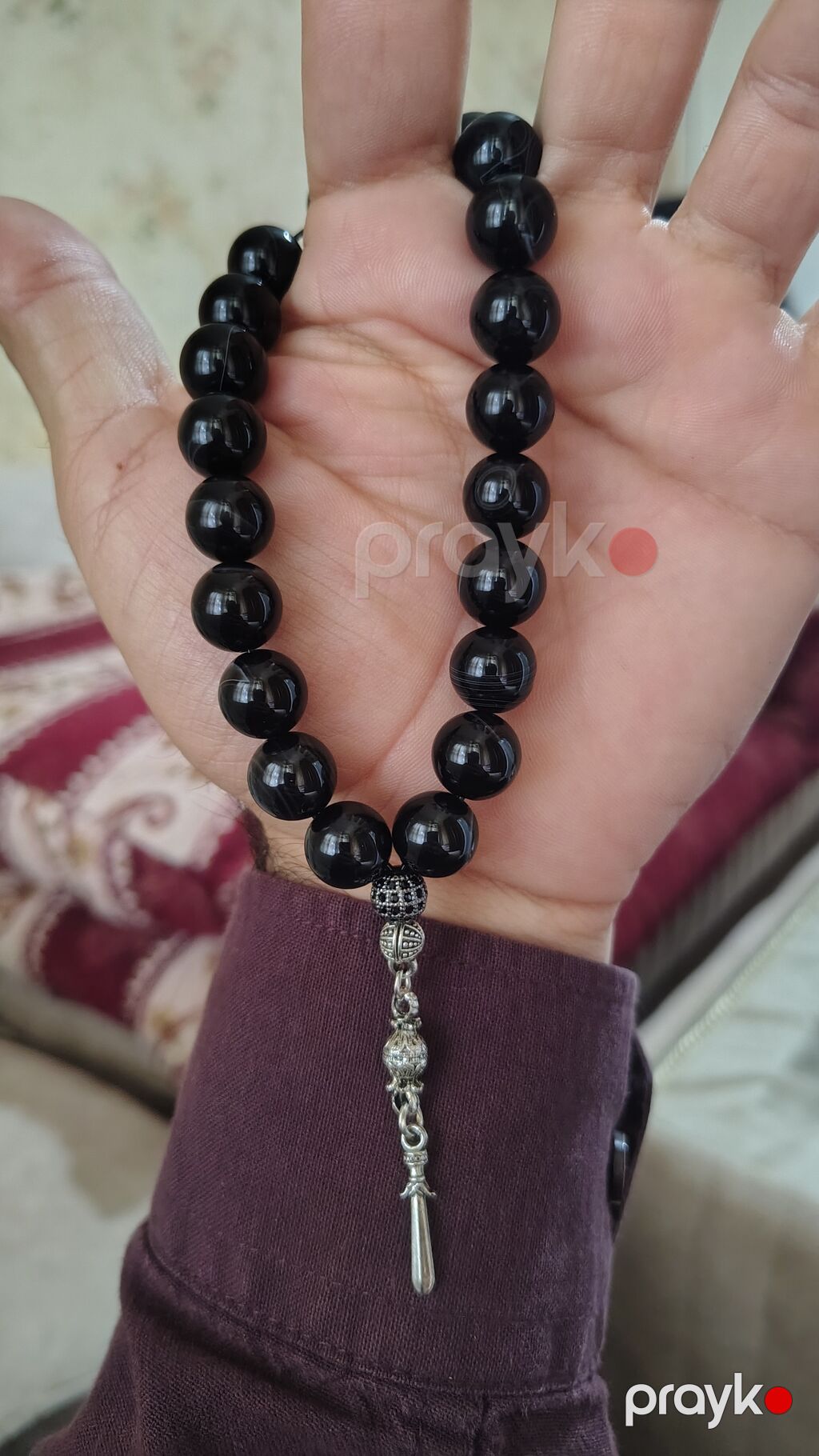 Qara əqiq təsbeh,bilək boy,hər yerdə 40,50manata satılır bucür — Uca bilərziklər, Digah (3)