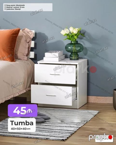 Tumba – 40×50×40 sm - İki çekmecəli, səliqəli və funksional dizayn — Bakı