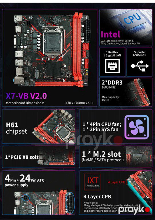 Ana plata "X7-VB H61 1155" — Kompüterlər və noutbuklar, Bakı (2)