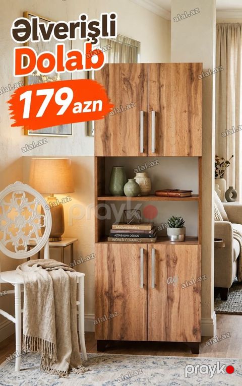 Əlverişli Dolab – 179 azn Təbii ağac teksturalı, çoxfunksiyalı — Bakı