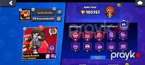105K Brawl Stars hesabı – “Sandy Rockkk” - Kupa: 105k+ - Savaşçılar — Bakı