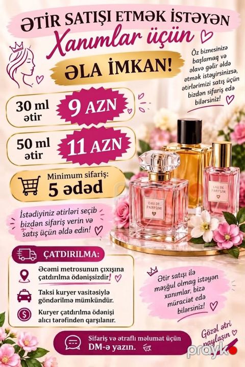 Ətir satışı ilə maraqlanan xanımlar üçün fürsət - Topdan sifariş — Bakı