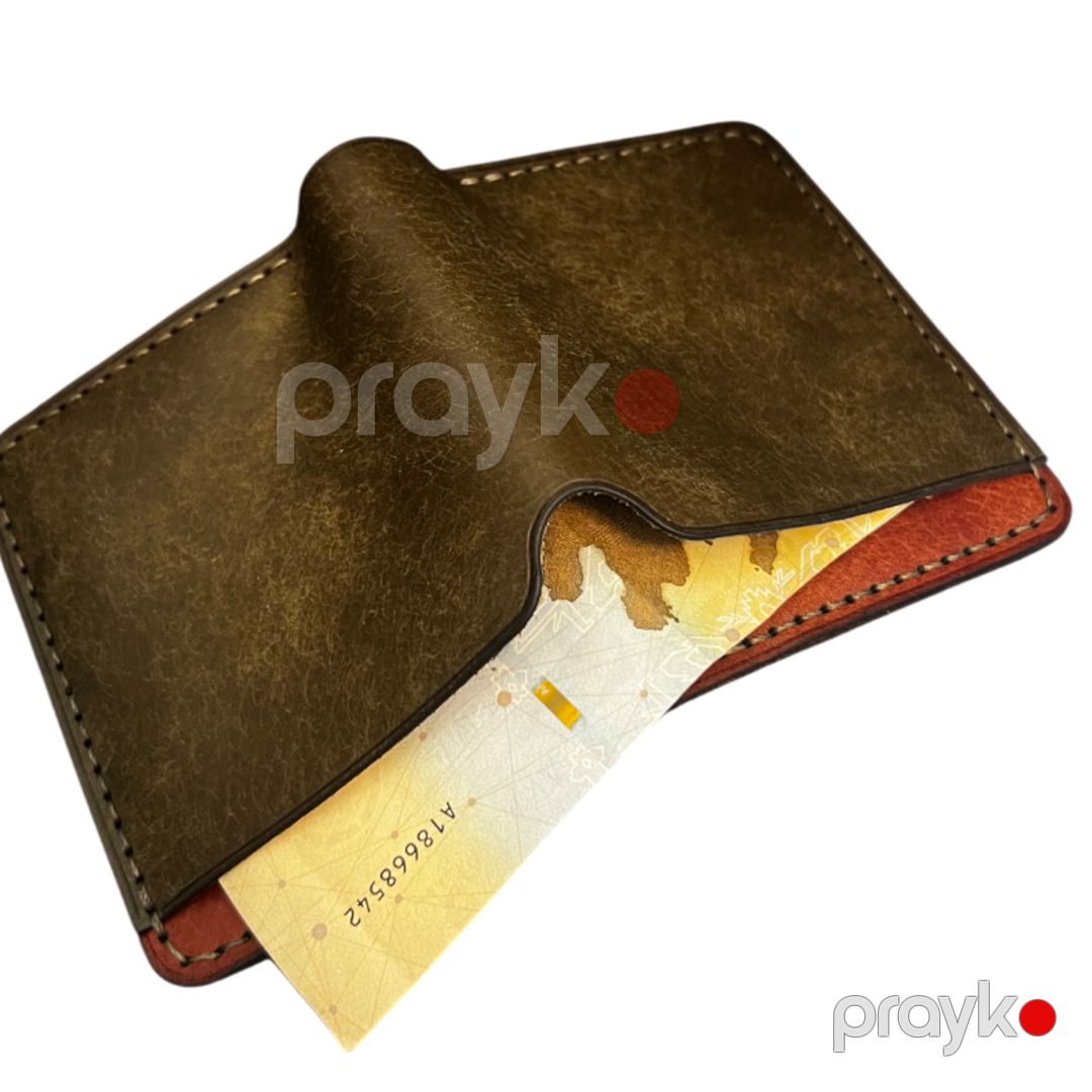 Pul kisəsi OL-3594, dəri, yaşıl/qəhvəyi, 9.1x10.8 sm — Mallar, Bakı (2)