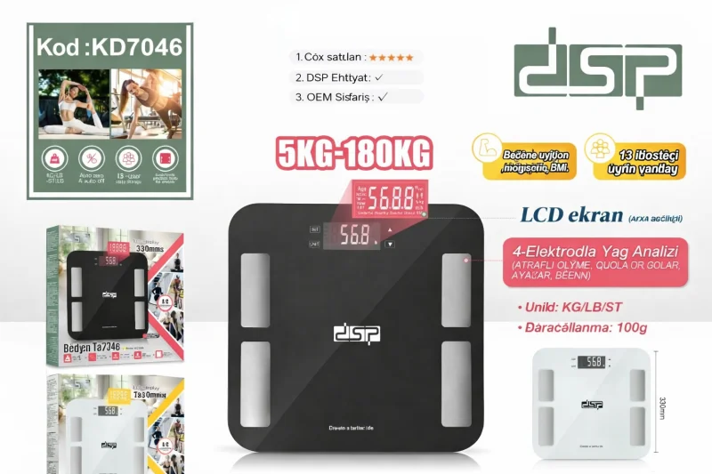 Döşəməüstü tərəzi DSP KD7046 Black — Ev üçün texnika