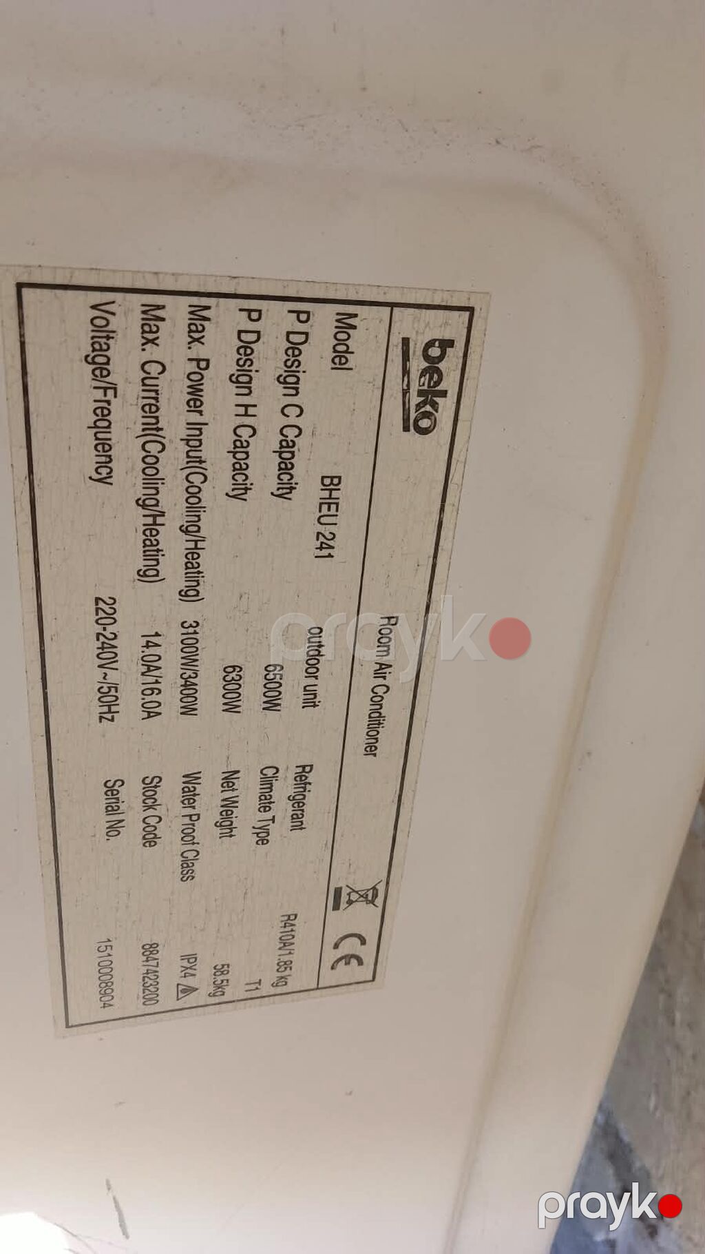 Kondisioner Beko, İşlənmiş, 70-80 kv. m, Xarici blok, Kredit yoxdur — Kondisioner və split-sistemlər, Bakı (2)