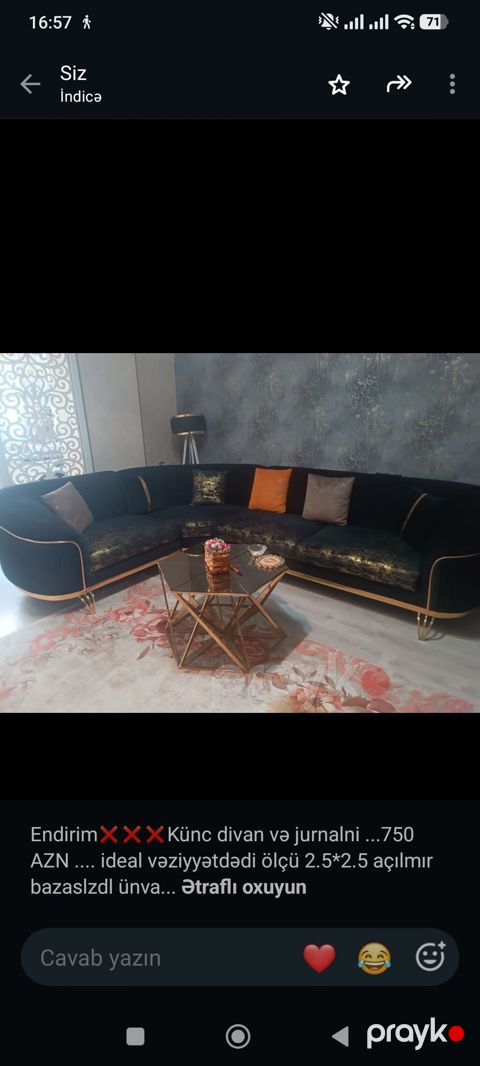 Endirim Künc divan və jurnalni 750 AZN ideal vəziyyətdədi — Bakı