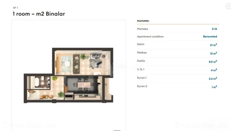 Satılır 2 otaqlı Mənzil Yeni tikili 505 m² Bakı, Nəsimi r., 8 Noyabr m — Mənzil, Bakı (4)