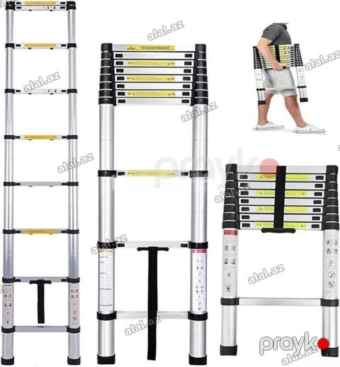 Alüminium Teleskopik Qatlanan Nərdivan 4.4 Metr (Telescopic Aluminum — Bakı