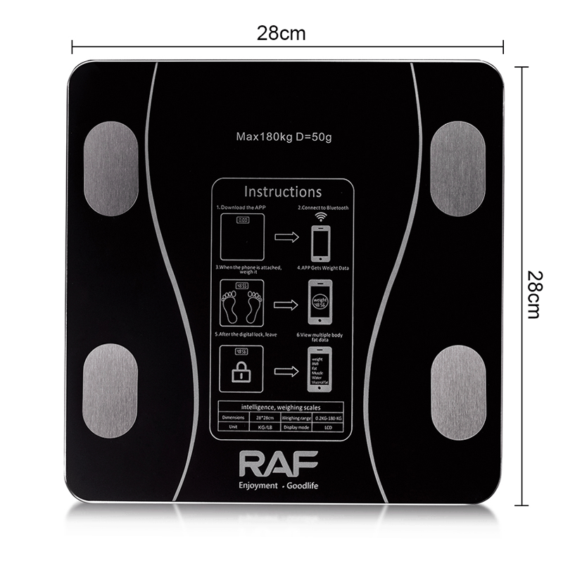 RAF R.10034 - Elektron Döşəmə Tərəzisi, Maksimum 180 kq Tutum, Şüşə Platforma, Dəqiq Ölçmə — Tərəzi, Bakı (3)
