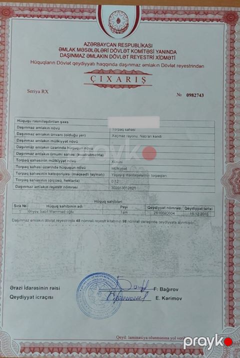 9 sot torpaq sahəsi, Nabran qəs