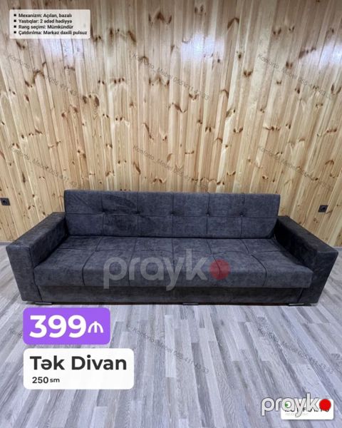 Tək divan – 250 sm - Açılan, bazalı mexanizm: rahatlıqla yataq — Bakı