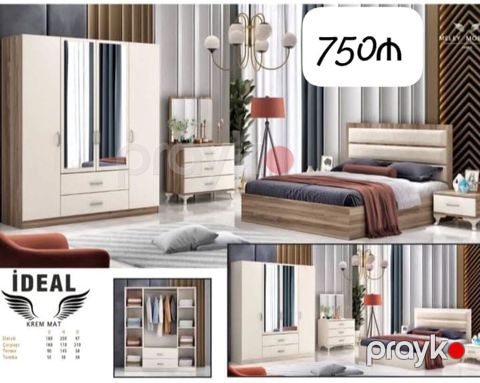 Yataq otağı dəsti – “İdeal”, krem mat rəngdə, müasir dizayn. Dəst — Bakı