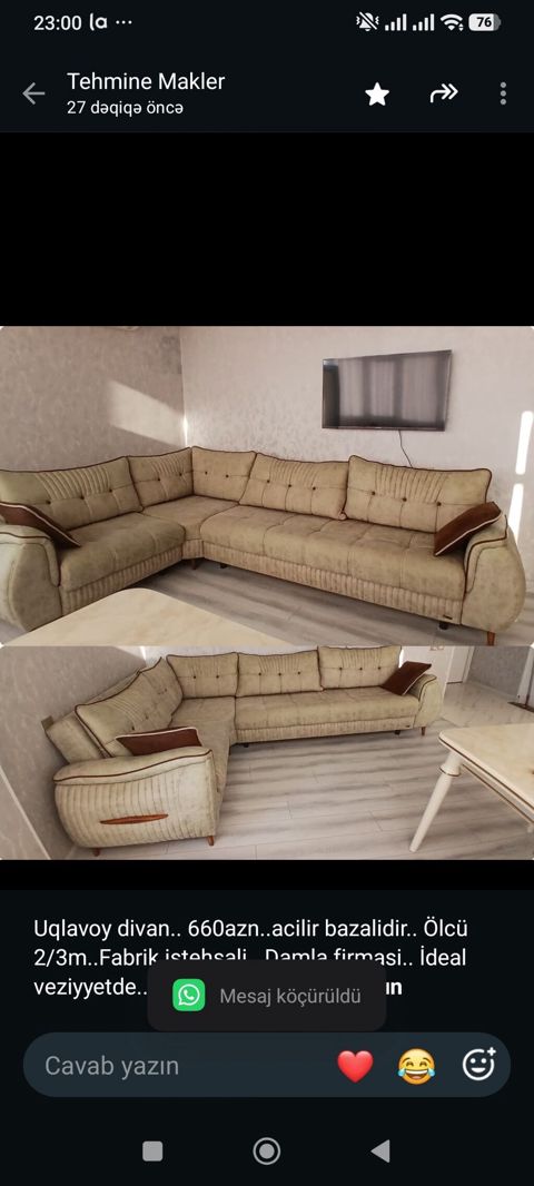 Uqlavoy divan. 660azn. acilir bazalidir. Ölcü 2/3m. Fabrik — Aişə Xanım — Диваны
