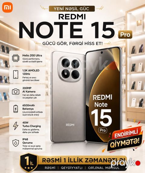 Xiaomi Redmi Note 15 Pro Titanium 256GB/8GB — Bakı