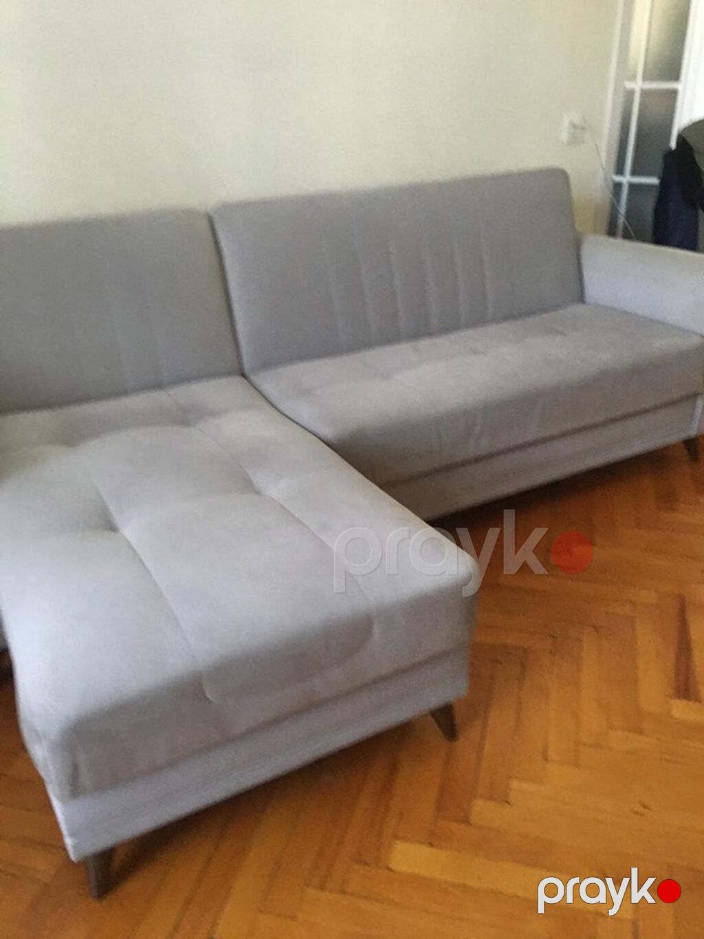 Boz rəngli L formalı künc divan - Müasir minimal dizayn: düz xətlər — Divanlər, Bakı (4)