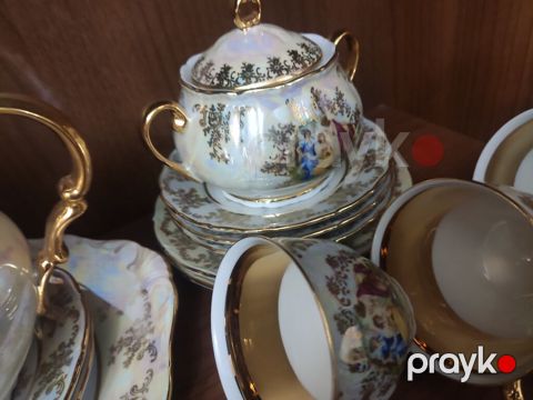 Çay dəsti, rəng - Qızılı, Farfor — Bakı